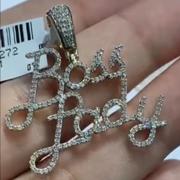 Custom 10k Gold Real Diamond BOSS LADY Charm SALE - Picture 3 of 5